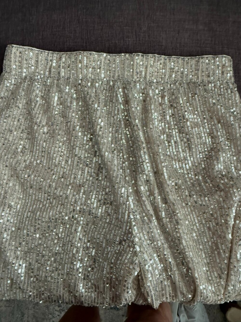 Loft Sequin Jogger Pants Cream Womens Pants Sz Medium Holiday Party Dressy - Picture 8 of 10